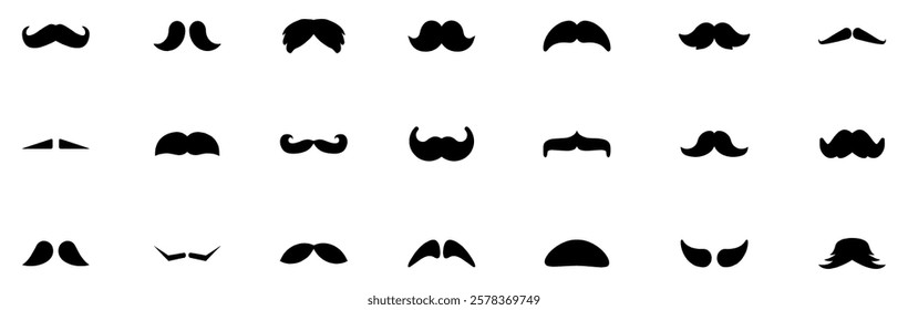 Mustache icon collection. Set of black man mustache icons. Man mustache icon set. Mustache beard icon. Vector Illustration. EPS 10