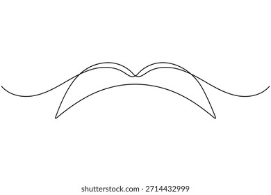 Icono de bigote continuo de una línea dibujando sobre fondo blanco Ilustración vectorial minimalista de contorno de barbería