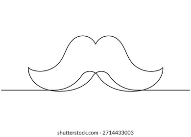 Icono de bigote continuo de una línea dibujando sobre fondo blanco Ilustración vectorial minimalista de contorno de barbería