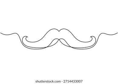 Ícone de bigode desenho contínuo de uma linha em fundo branco minimalista barbearia esboço vetor ilustração