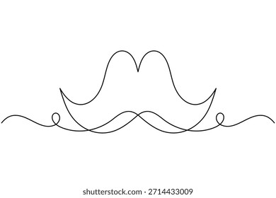 Icono de bigote continuo de una línea dibujando sobre fondo blanco Ilustración vectorial minimalista de contorno de barbería
