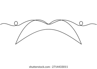 Icono de bigote continuo de una línea dibujando sobre fondo blanco Ilustración vectorial minimalista de contorno de barbería