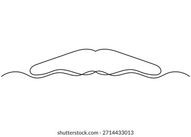 Icono de bigote continuo de una línea dibujando sobre fondo blanco Ilustración vectorial minimalista de contorno de barbería