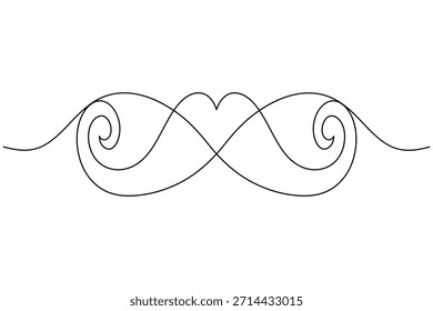Icono de bigote continuo de una línea dibujando sobre fondo blanco Ilustración vectorial minimalista de contorno de barbería