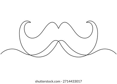 Icono de bigote continuo de una línea dibujando sobre fondo blanco Ilustración vectorial minimalista de contorno de barbería