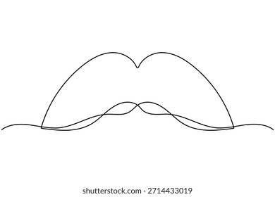 Icono de bigote continuo de una línea dibujando sobre fondo blanco Ilustración vectorial minimalista de contorno de barbería