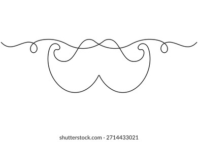 Icono de bigote continuo de una línea dibujando sobre fondo blanco Ilustración vectorial minimalista de contorno de barbería