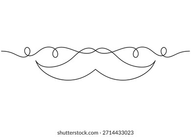 Icono de bigote continuo de una línea dibujando sobre fondo blanco Ilustración vectorial minimalista de contorno de barbería
