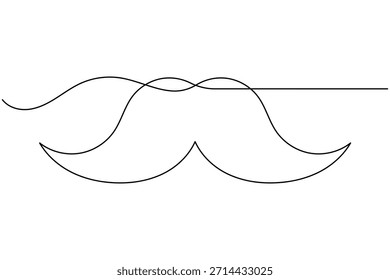 Icono de bigote continuo de una línea dibujando sobre fondo blanco Ilustración vectorial minimalista de contorno de barbería