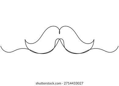 Icono de bigote continuo de una línea dibujando sobre fondo blanco Ilustración vectorial minimalista de contorno de barbería