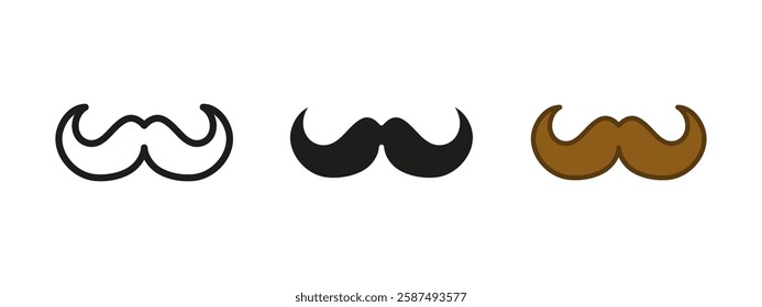 Mustache icon. Facial hair symbol. Grooming vector illustration. Barber sign. Vintage style pictogram. Gentleman fashion concept.