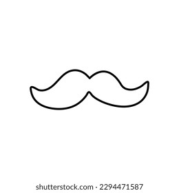 Mustache icon father's day doodle hand drawn black and white vector clipart. Facial hair barber shop illustration