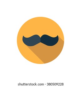 Mustache icon in a flat design with long shadow vector