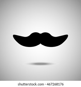 Mustache icon. Flat style. Grey background. Vector illustration.