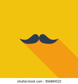 Mustache icon. Flat vector related icon with long shadow for web and mobile applications. It can be used as - logo, pictogram, icon, infographic element. Vector Illustration.