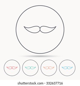 Mustache icon. Hipster symbol. Gentleman sign. Linear circle icons.