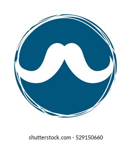 mustache icon inside blue circle over white background. hipster style design. vector illustration