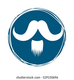 mustache icon inside blue circle over white background. hipster style design. vector illustration