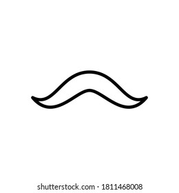 Mustache icon. Linear logo of masculinity. Black simple illustration of attribute of mexican man, gentleman. Contour isolated vector emblem on white background. Hair over lip, barbershop sign