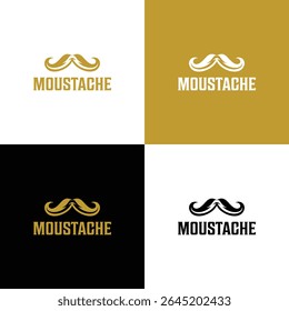mustache icon logo designs. gold and black mustache logo