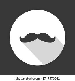 Mustache icon with long shadow. Classical old style design. Vector illustration
