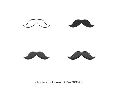 mustache icon made with outline, flat, cartoon style