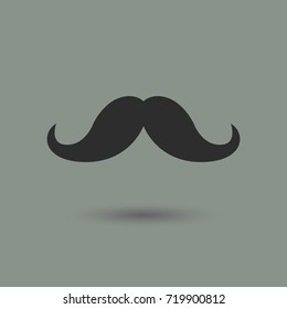 Mustache icon in modern style with shadow and gray background. Symbol of a beard, barber shop and no shave november.