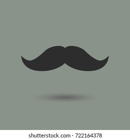 Mustache icon in modern style with shadow and gray background. Symbol of a beard, comedy, mask, gentleman and no shave november.