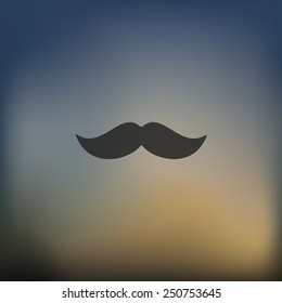 mustache icon on blurred background
