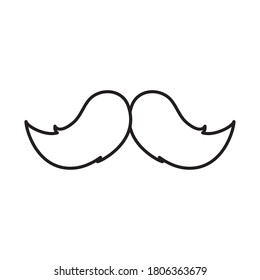 Schnurrbart-Symbol auf weißem Hintergrund, Linienstil, Vektorgrafik