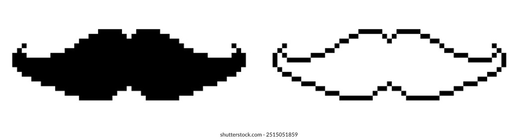 Ícone de bigode pixel art design simples