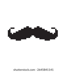 mustache icon pixel art, vector illustration on isolated background.