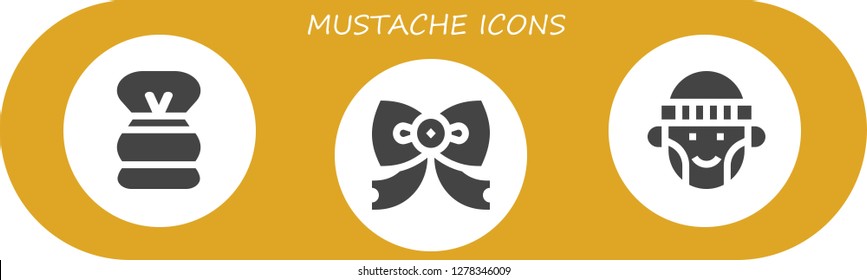  mustache icon set. 3 filled mustache icons. Simple modern icons about  - Shaving brush, Bow tie, Hipster