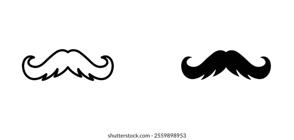 Mustache Icon set in black color for ui designs