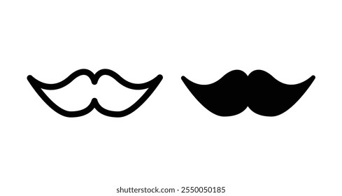 Icono de bigote en negro y línea llena.