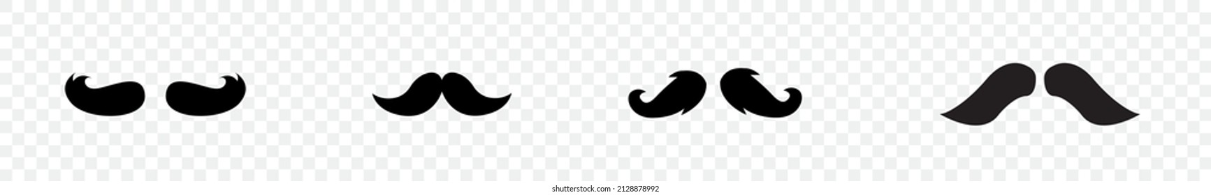 Mustache Icon Set. Black Old style mustaches isolated on transparent background