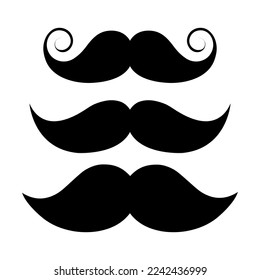 mustache icon set. Different logotype mustache flat vector design.