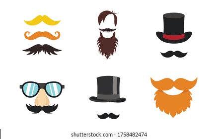 Mustache icon set. Flat set of mustache vector icons for web design isolated on white background