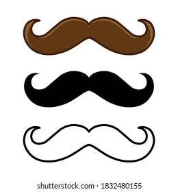 Mustache icon set. Mustaches designed in different styles. Isolated vector illustration.