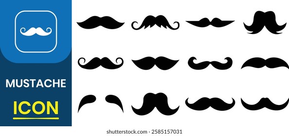 Mustache icon set. Silhouettes of moustache vector collection. Different mustache collection. Vector illustration