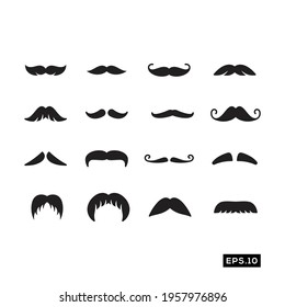 Mustache icon set vector. Daddy icon or logo symbol vector