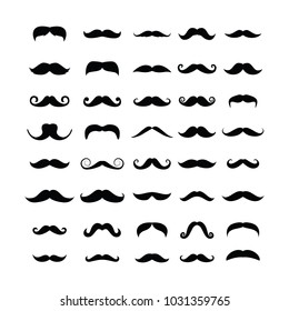 Mustache Icon Set. Vector Illustration