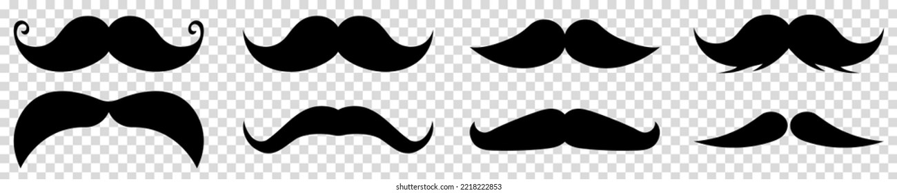 Mustache Icon Set. Vector illustration isolated on transparent background