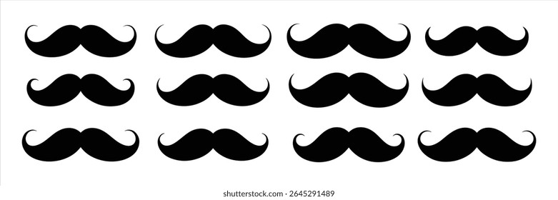o ícone do bigode define a silhueta vetorial no fundo branco.