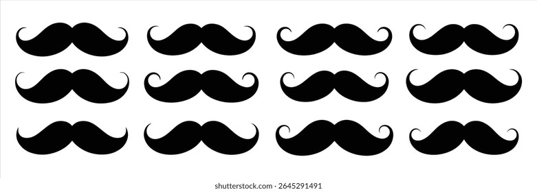 o ícone do bigode define a silhueta vetorial no fundo branco.