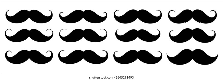 o ícone do bigode define a silhueta vetorial no fundo branco.