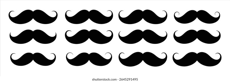 o ícone do bigode define a silhueta vetorial no fundo branco.