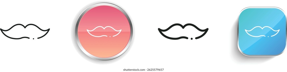 mustache icon. Thin Linear, Regular and Button Style Design Isolated On White Background