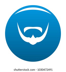 Mustache icon vector blue circle isolated on white background 