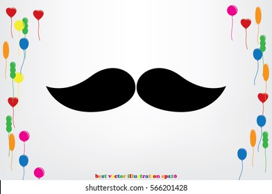 Mustache icon vector illustration eps10. Isolated badge for website or app - stock infographics.